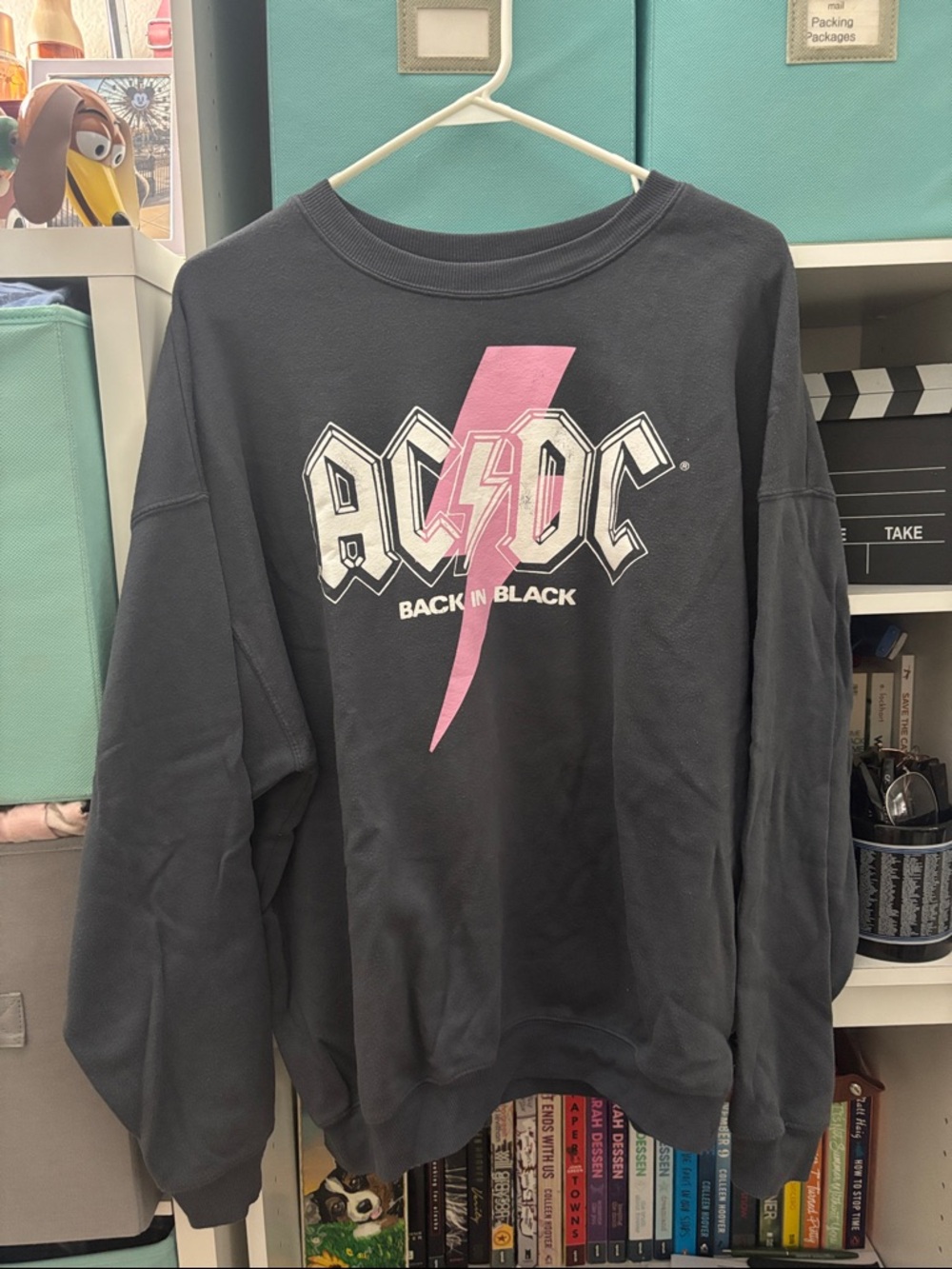 AC/DC Womens Sweatshirt with Pink Lightning Bolt